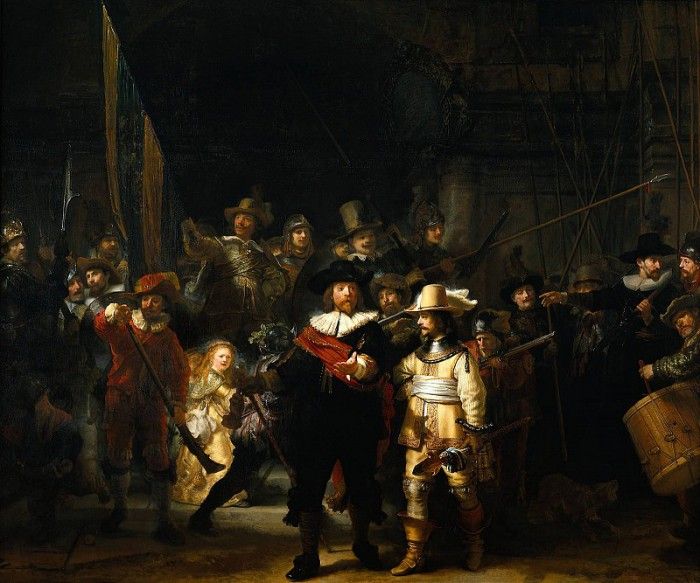 The Company of Frans Banning Cocq and Willem van Ruytenburch known as the -Night Watch- ( -  ).    