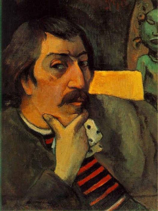 Gauguin Portrait of the artist with an idol, ca 1893, 43.8x3. , 