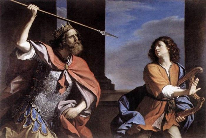 Guercino Saul Attacking David. ,   