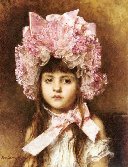Harlamoff Alexis The Pink Bonnet. ,  Alexeivich