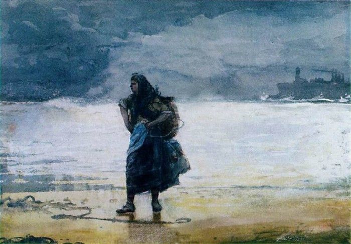 Homer Fisherwoman, prob.1882, Watercolor, 36.8x53.3 cm, Mr. . , 