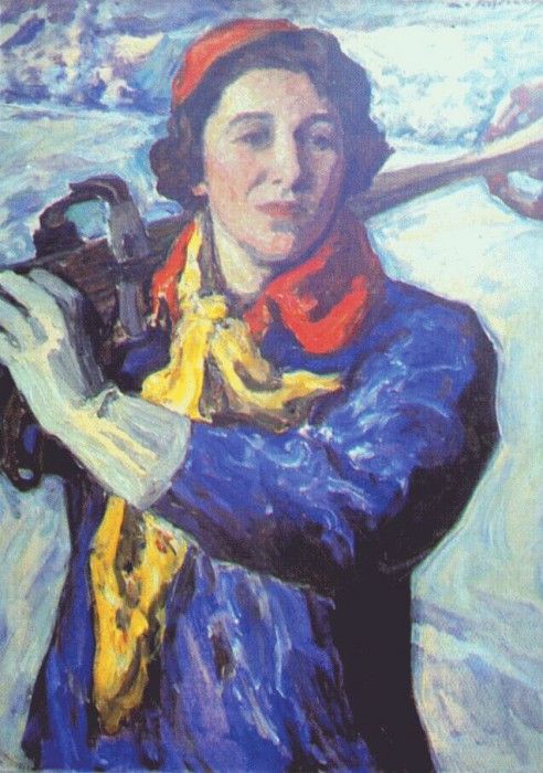 pasternak lydia with skis. 