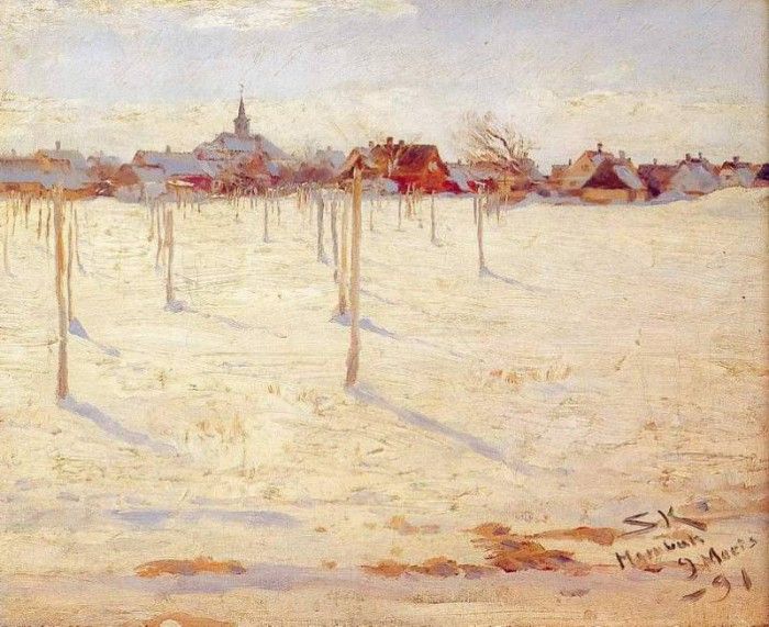 Kroyer Peder Severin Hornbaek en invierno 1891. Kroyer,  