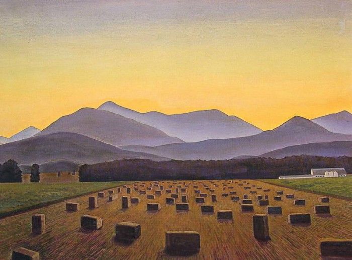 Hay Bales Evening Below Whiteface. , 