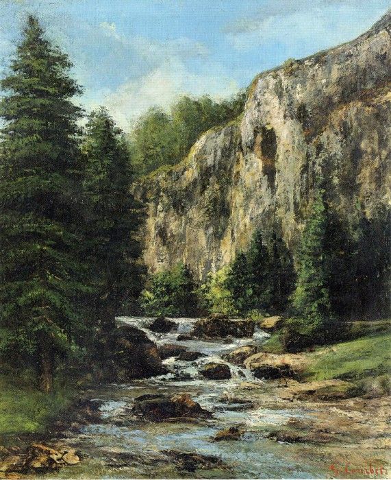 Courbet Gustave Study for -Landscape with Waterfall-. , 