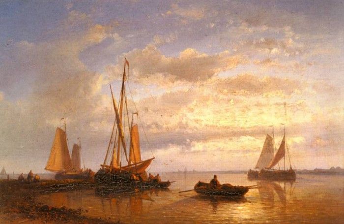 Hulk Abraham Dutch Fishing Vessels In A Calm At Sunset. , 