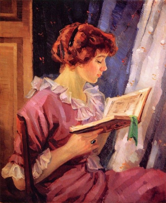 Fehrer, Oscar - Woman in Profile Reading (end. Fehrer, 