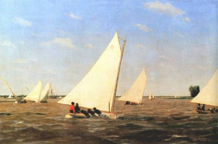 eakins sailboats racing on the delaware 1874. 