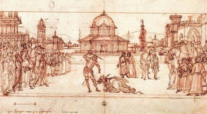 Carpaccio The Triumph of St George drawing. , 