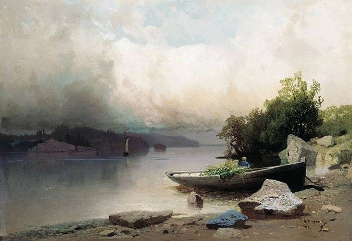 На реке 1898 Холст масло. Мещерский Арсений (1834-1902)