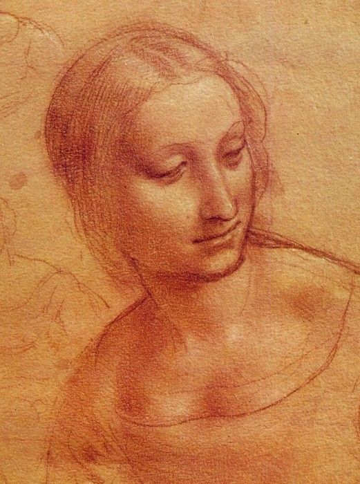 Leonardo Head of a Woman, Drawing, Musee Bonnat, Bayonne. �����, �������� ��