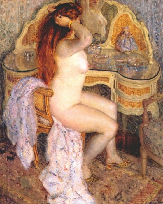 frieseke nude seated at her dressing table 1909. Frieseke,  