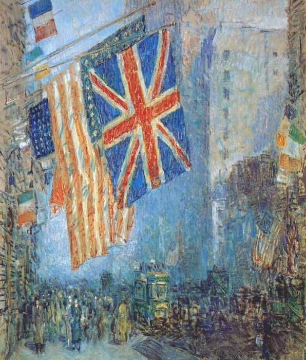 hassam the union jack, april morning 1918. , 