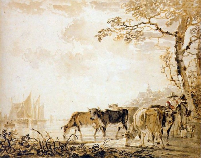 Strij van Jacob Landscape with cows Sun. Strij,  