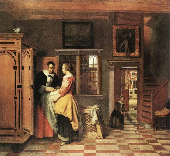 HOOCH Pieter de At the Linen Closet. Hooch, Pieter De
