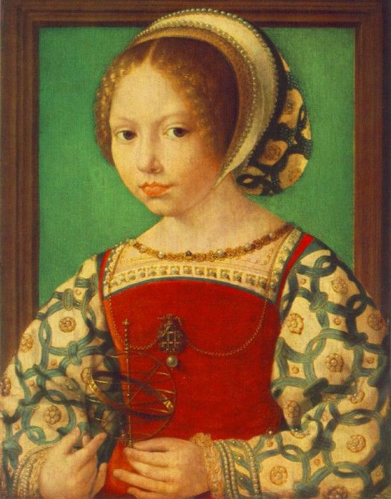 GOSSAERT Jan Young Girl with Astronomic Instrument.   