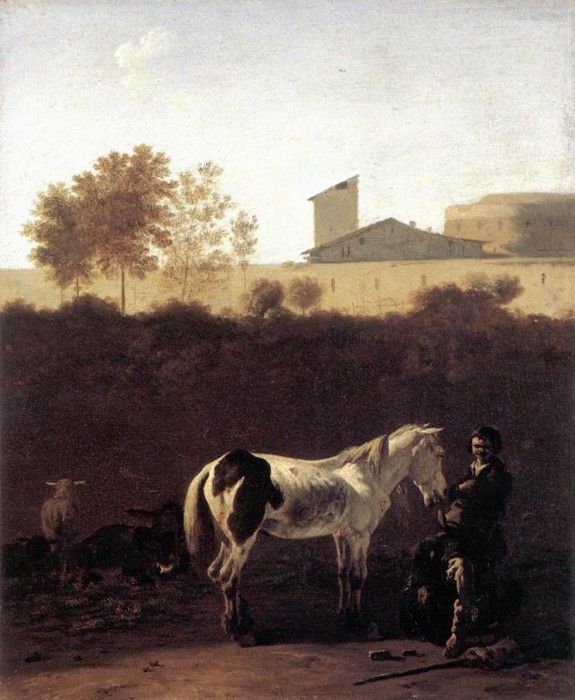 Italian Landscape with Herdsman and a Piebald Horse WGA. , 