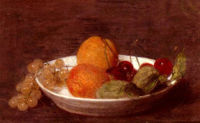 Fantin Latour Henri A Bowl Of Fruit. -, ---