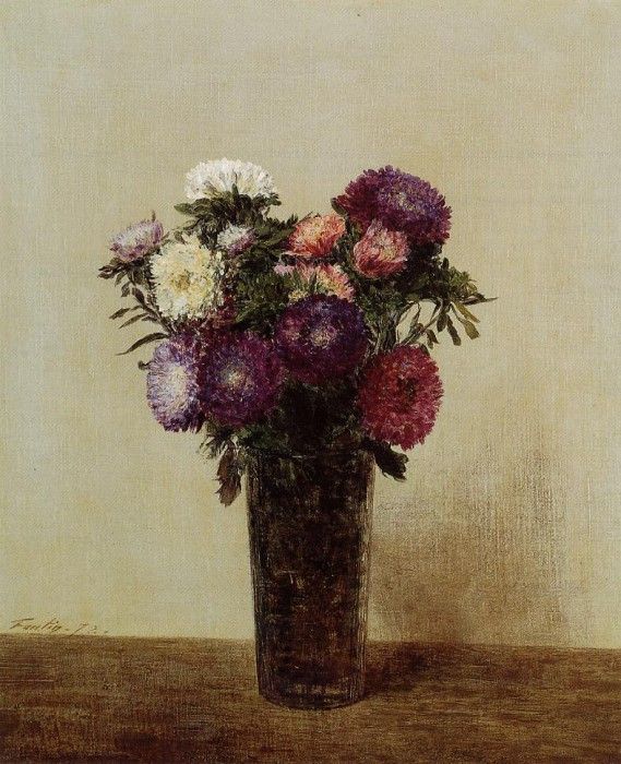 Fantin Latour Henri Vase of Flowers Queens Daisies. -, ---