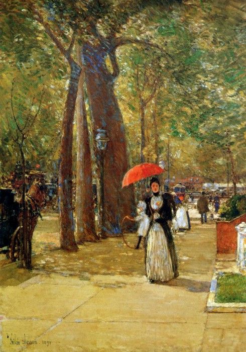 Hassam Childe Fifth avenue at Washington square Sun. , 