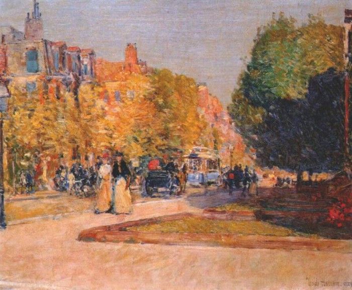 hassam marlborough street, boston 1889. , 