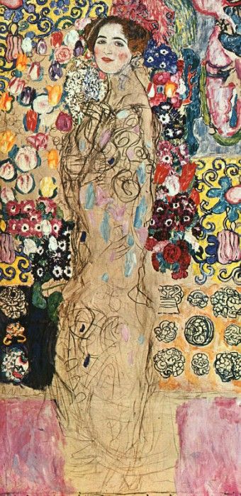 Klimt Portrait of a Lady, unfinished, 1917-18, oil on canvas. , 