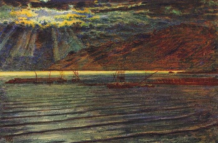 Hunt William Holman Fishingboats by Moonlight. ,  