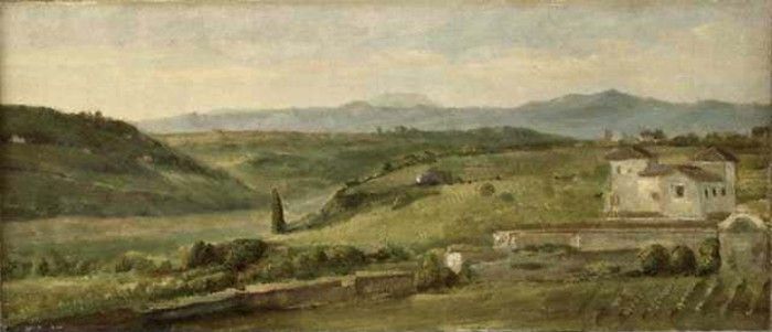 Watts George Frederick Panoramic Landscape with a Farmhouse. ,  