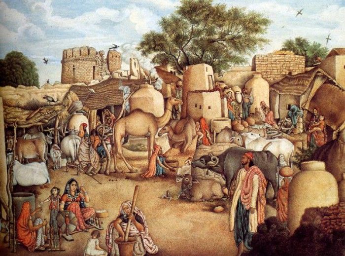 Khan Gulam Ali A Village Scene In The Punjab.   