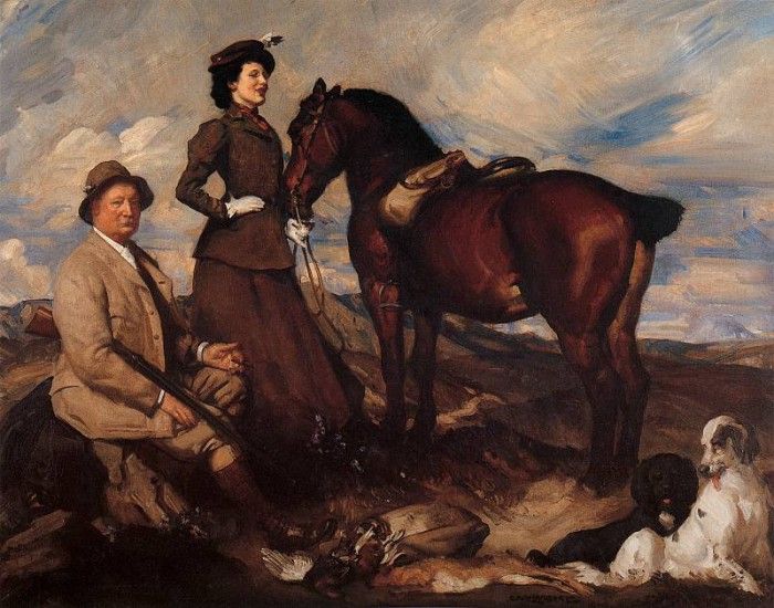 Lambert Miss Alison Preston and John Proctor on Mearbeck Moor. , 