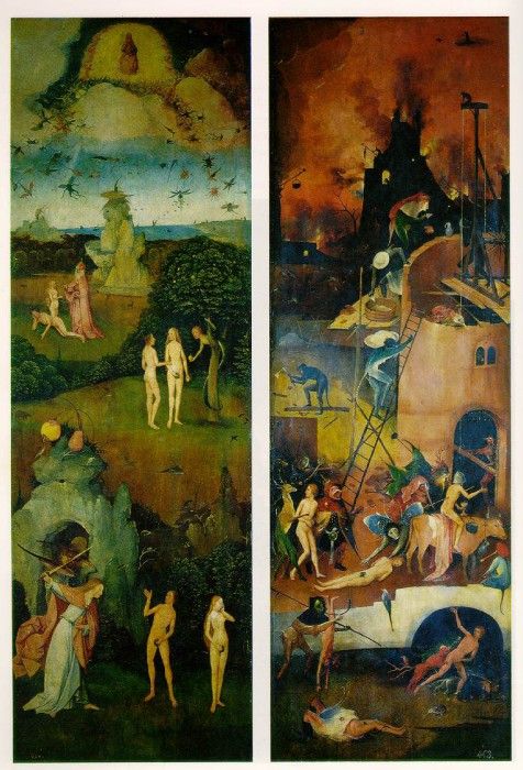 Paradise and Hell left and right panels of a triptych WGA. , 