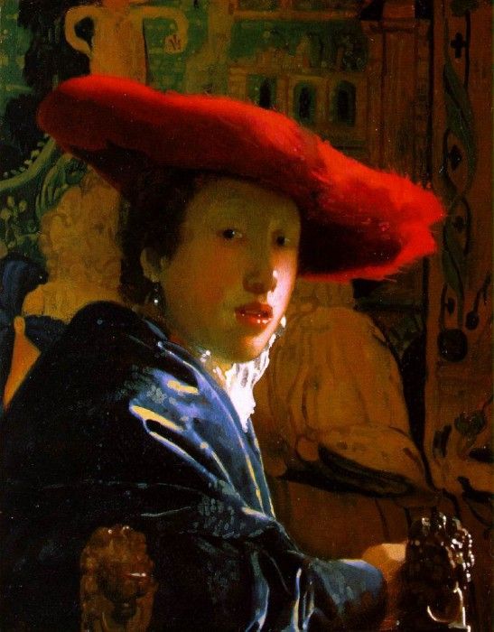 The girl with the red hat, 22.8 x 18 cm, NG Washington. Vermeer, Johannes