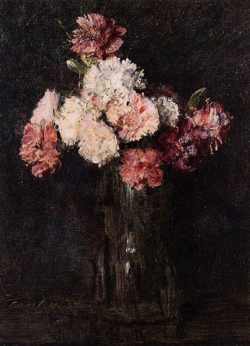 Fantin Latour Henri Carnations in a Champagne Glass. -, ---