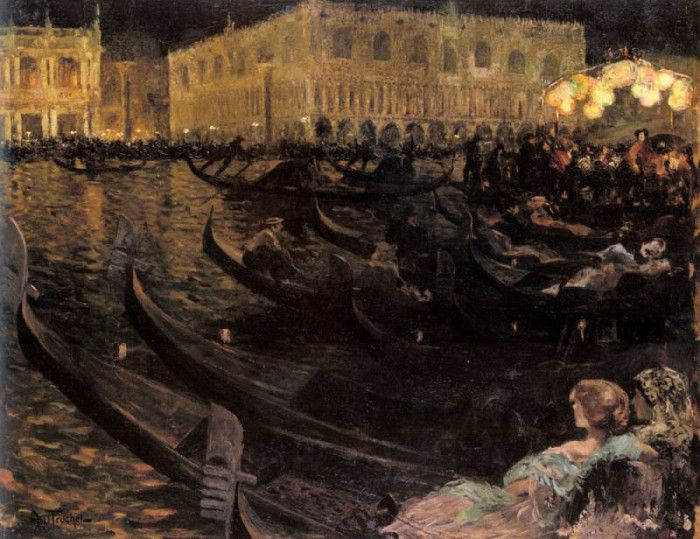 Abel Truchet Louis La festa Del Redentore Venice.  Truchet 
