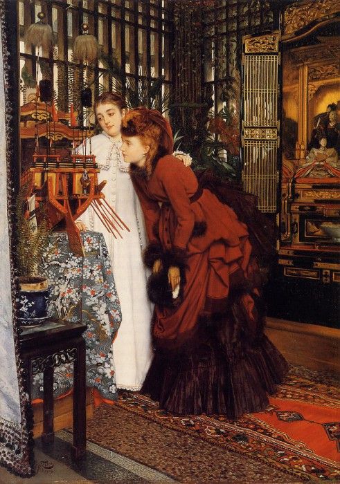 Tissot James Jacques Young Women Looking at Japanese Objects. Tissot Jacques Joseph
