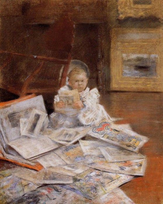 Chase William Merritt Child with Prints. ,  