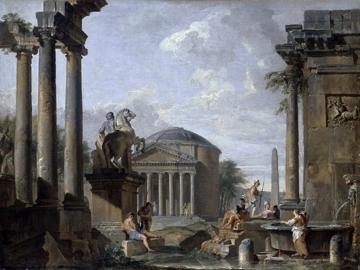 Landscape with Roman Ruins. ,  