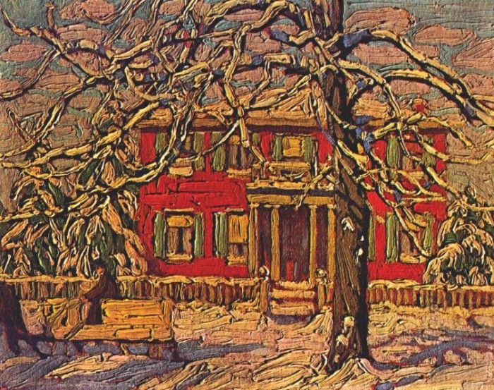 harris red house and yellow sleigh 1919. 