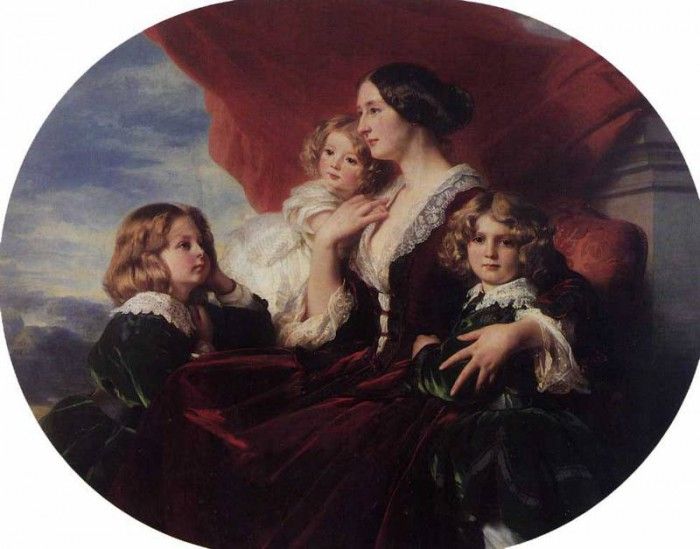 Winterhalter Franz Xavier Elzbieta Branicka Countess Krasinka and her Children. ,  