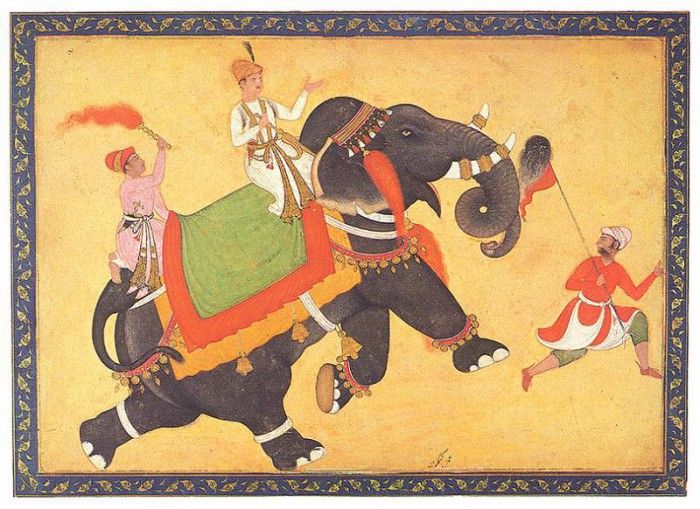 bs-ahp- Khem Karan[ Attrib] Prince Riding On An Elephant.  