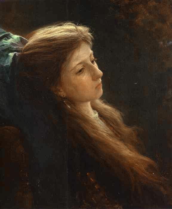 1873 Girl with a Tress. ,  