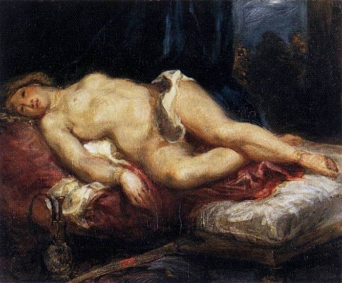 DELACROIX Eugene Odalisque Reclining on a Divan. , 