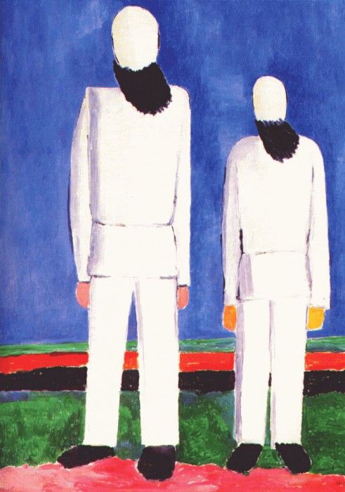 malevich 2 peasants against blue background 1928-32. , 