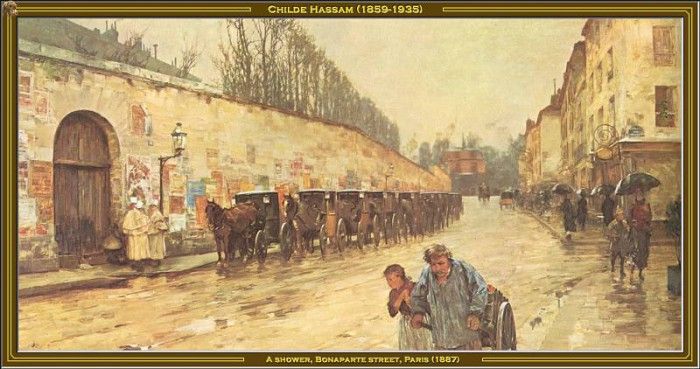 Childe Hassam-A Shower-Bonaparte Street(1887) Po Amp 061. , 