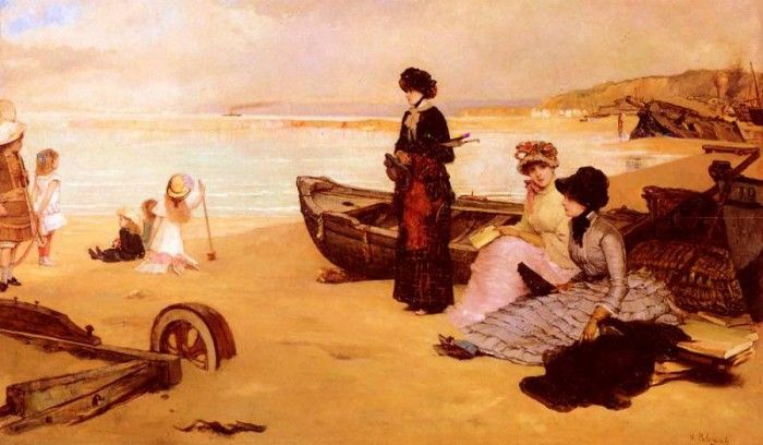 Gonzalez Vicente Palmaroli A Summers Afternoon At The Beach. ,  Palmaroli Y