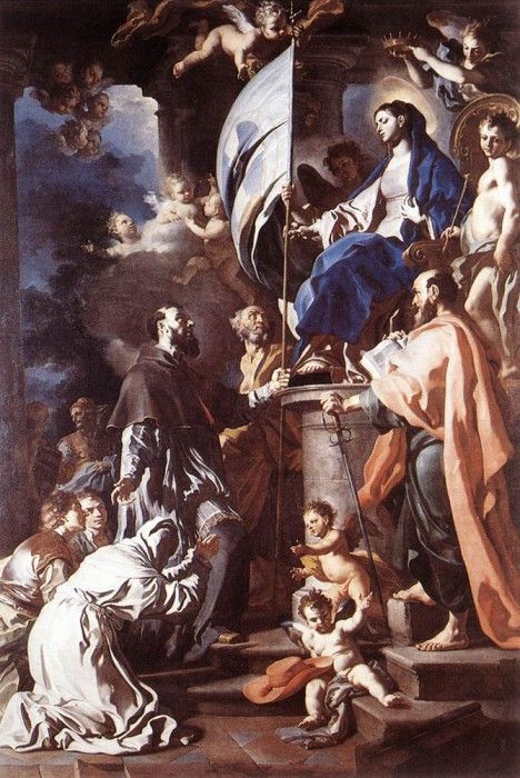 SOLIMENA Francesco St Bonaventura Receiving The Banner Of St Sepulchre From The Madonna.  