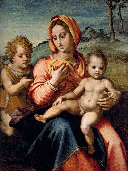 Sarto Andrea Del Madonna And Child With The Infant Saint John In A Landscape. , 