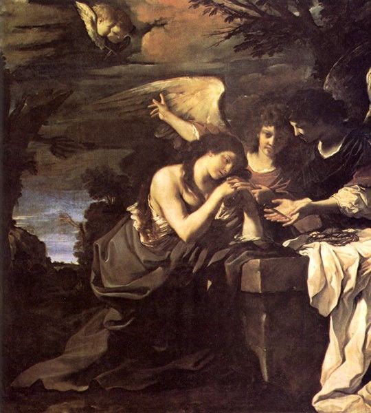 Guercino Magdalen and Two Angels. ,   