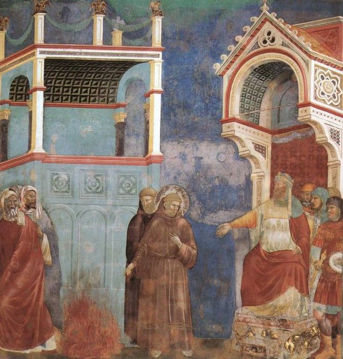 Giotto   Legend of St Francis   [11]   St Francis before the Sultan Trial by Fire.   