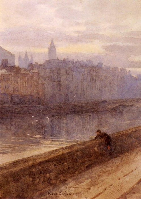 Barton Rose Maynard Evening On The River Liffey With St.Johns Church In Distance.   